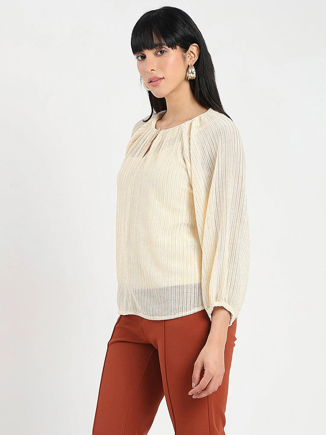 Weekend Look Peace Flow Madame Beige Rayon Blend Top