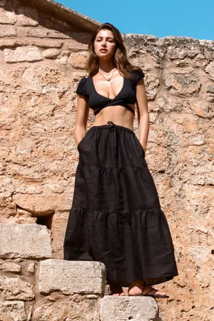 Multi Purpose Fabric Canyon Skirt - Black EcoLinen
