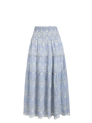 Charlie Skirt In Sky/Natural Eyelet color block