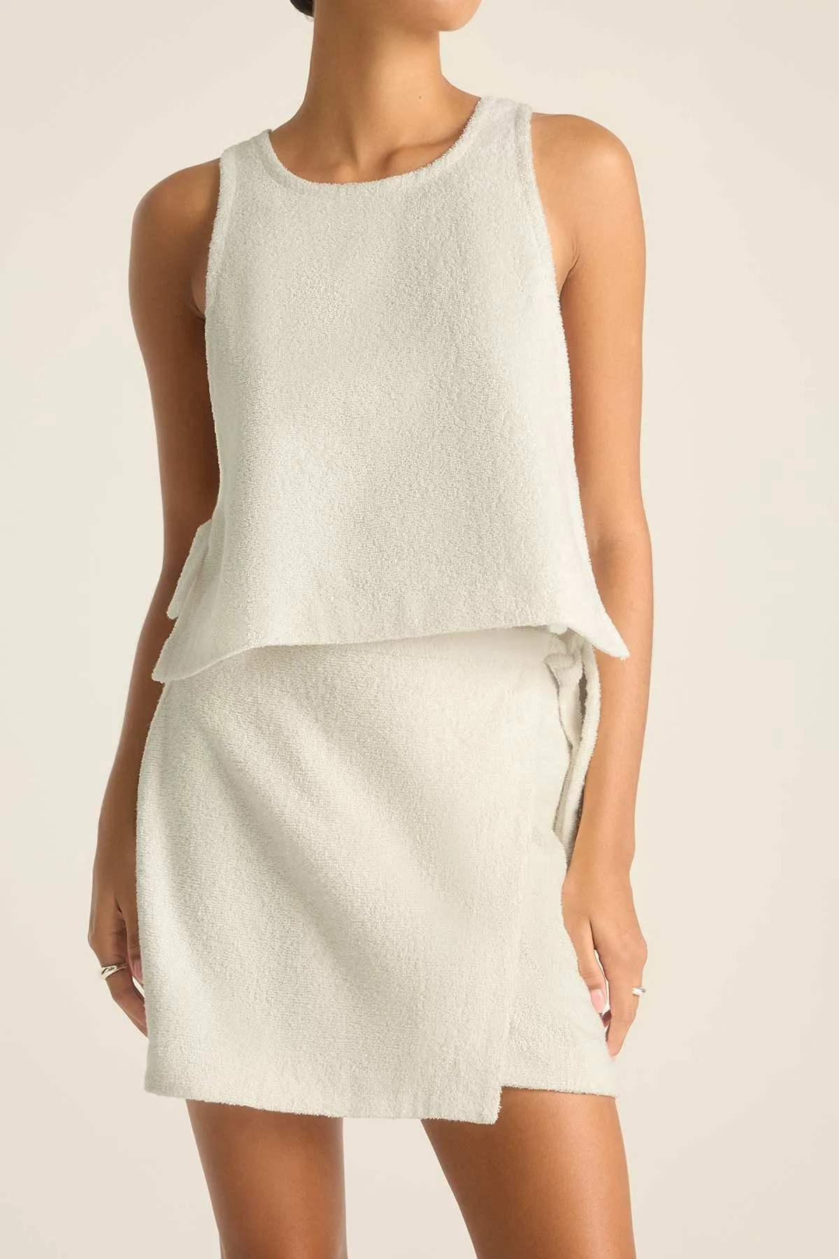 Heat Dissipating Fabric Quiet Style Oasis Wrap Skirt - Vanilla Harbor Terry