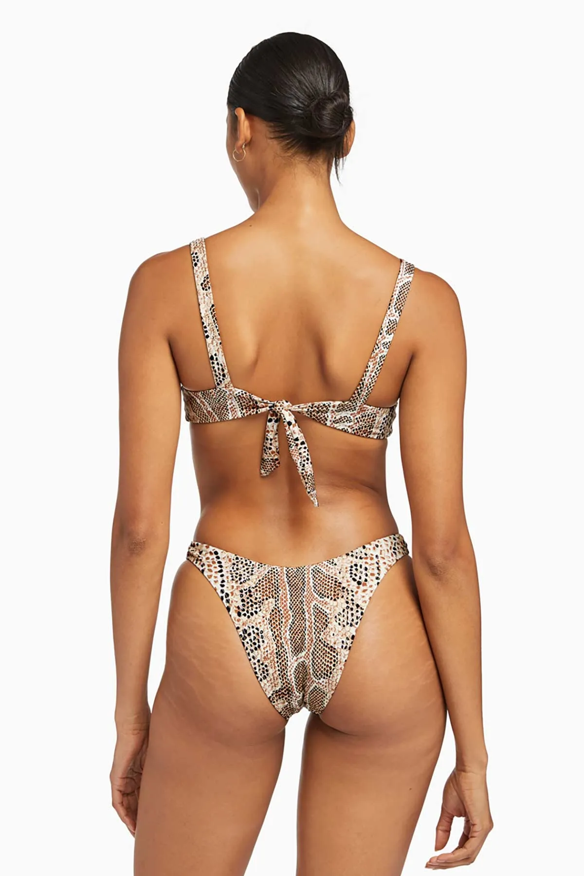 California High Leg Bottom - Mojave Snake EcoRib Removable Padding Ultra Fine Mesh Insert