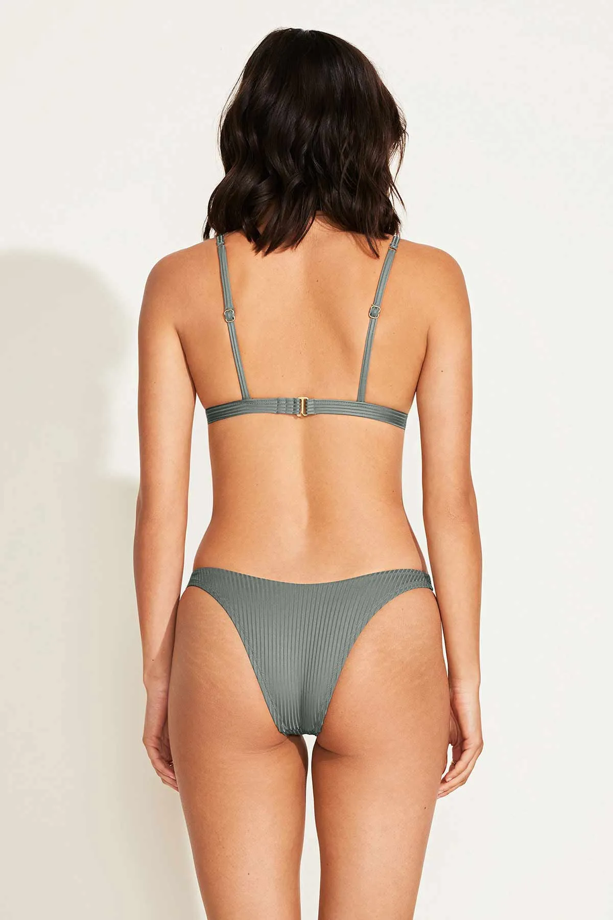 California High Leg Bottom - Sea Green EcoRib Flat Lock Stitching