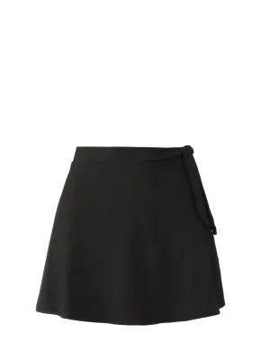 Tagless Comfort Finish Rash Free Fabric Amy Swim Skirt In Black Texture