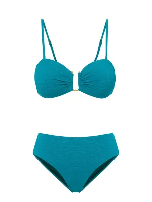 Gina Top   Classic Midrise Bottom in Jungle Green Metallic Stretchable Waistband Breathable Inner Layer