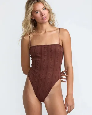 Oceanfront Living Sweetness Tubular One Piece Swimsuit - Mocha