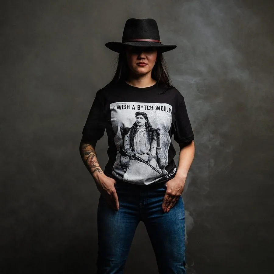 Women's I Wish A B*tch Would Boyfriend Fit T-Shirt - Black MinimalistDesign Chic Look