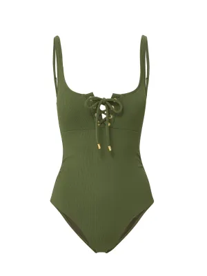 Beach Fun Racerback Design Taylor One Piece Olive Texture