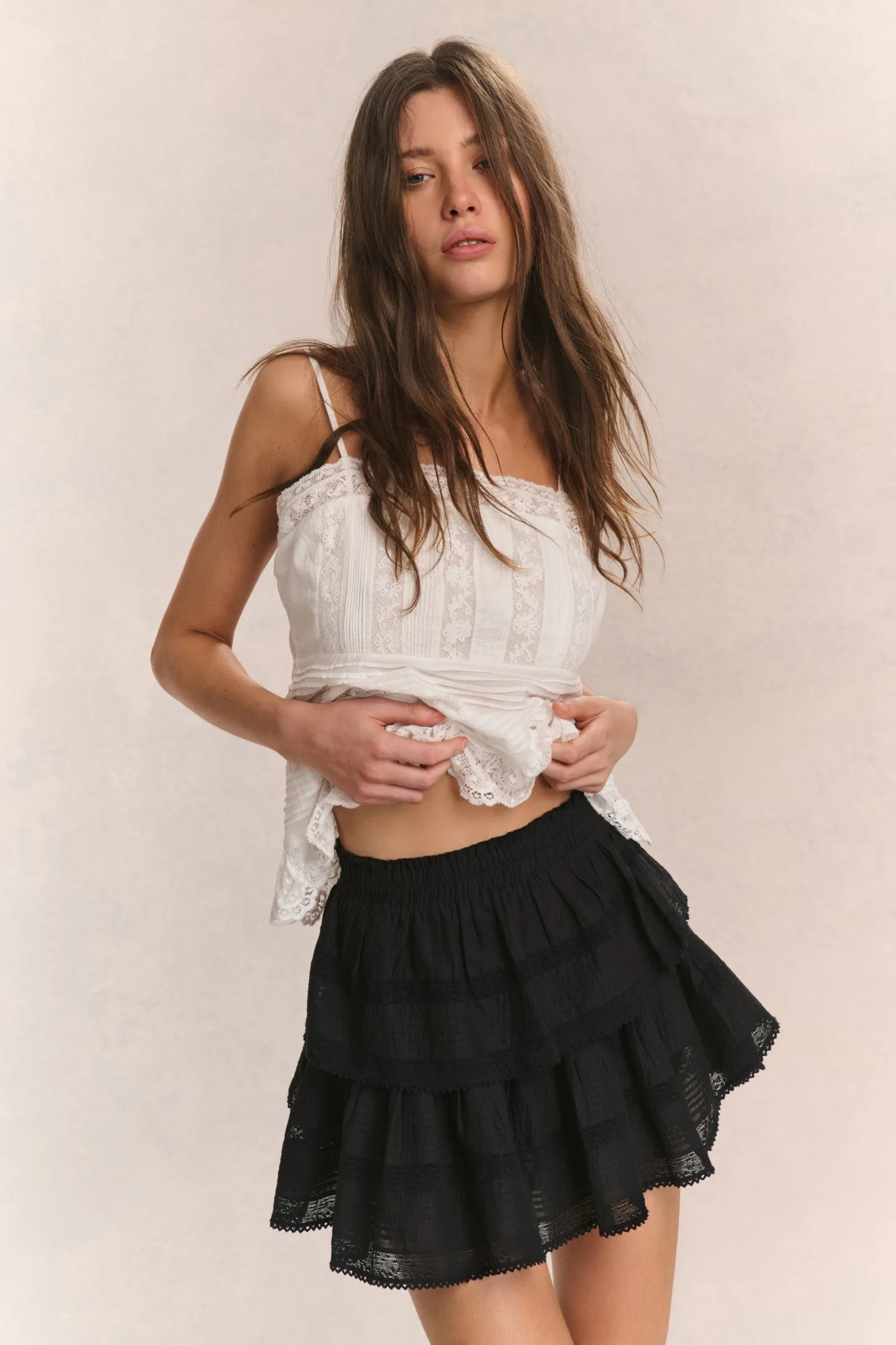 Breathable fabric Fresh Look Ruffle Mini Skirt - BLACK