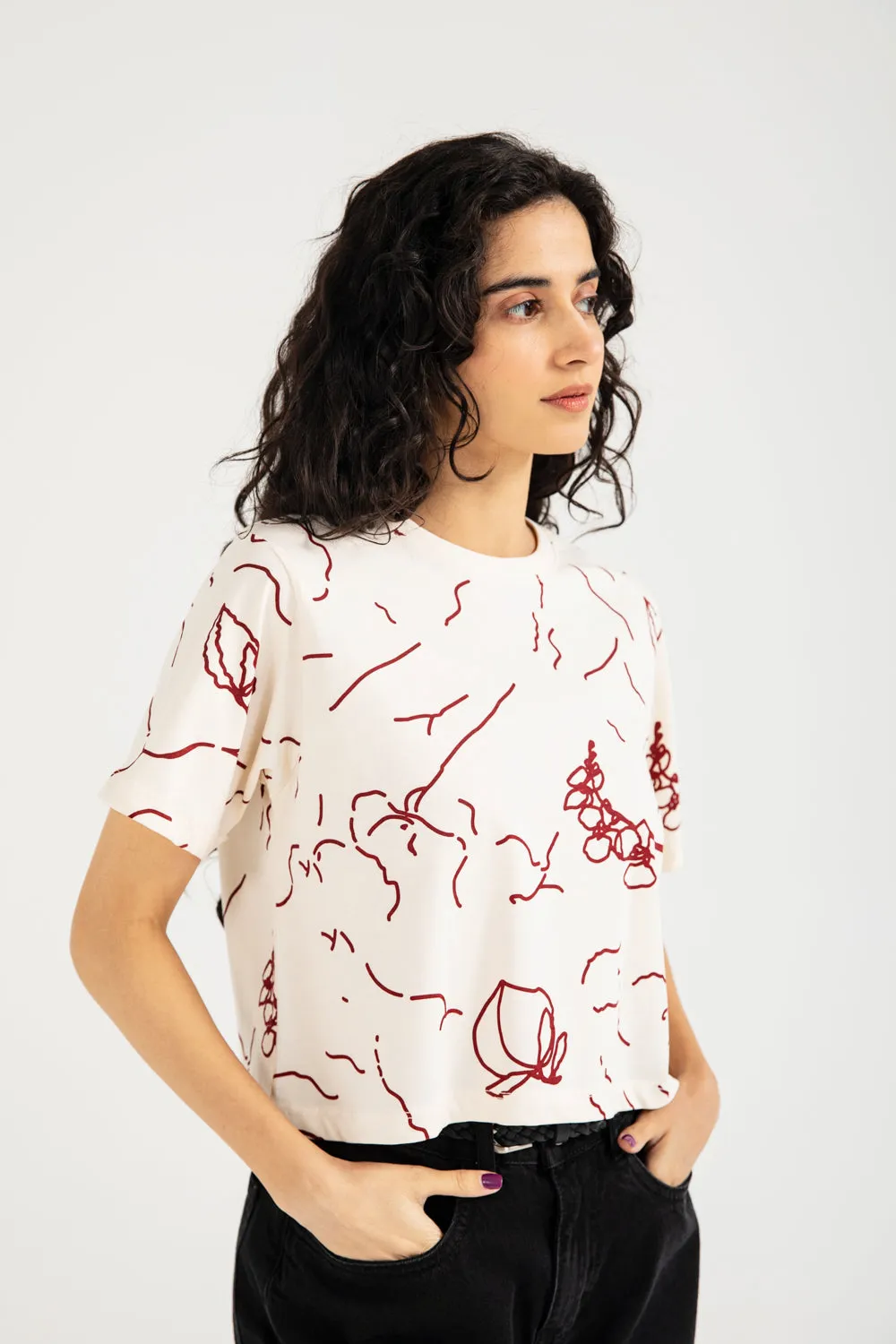 Inner Glow MachineWashable Fabric PRINTED CROPPED TEE