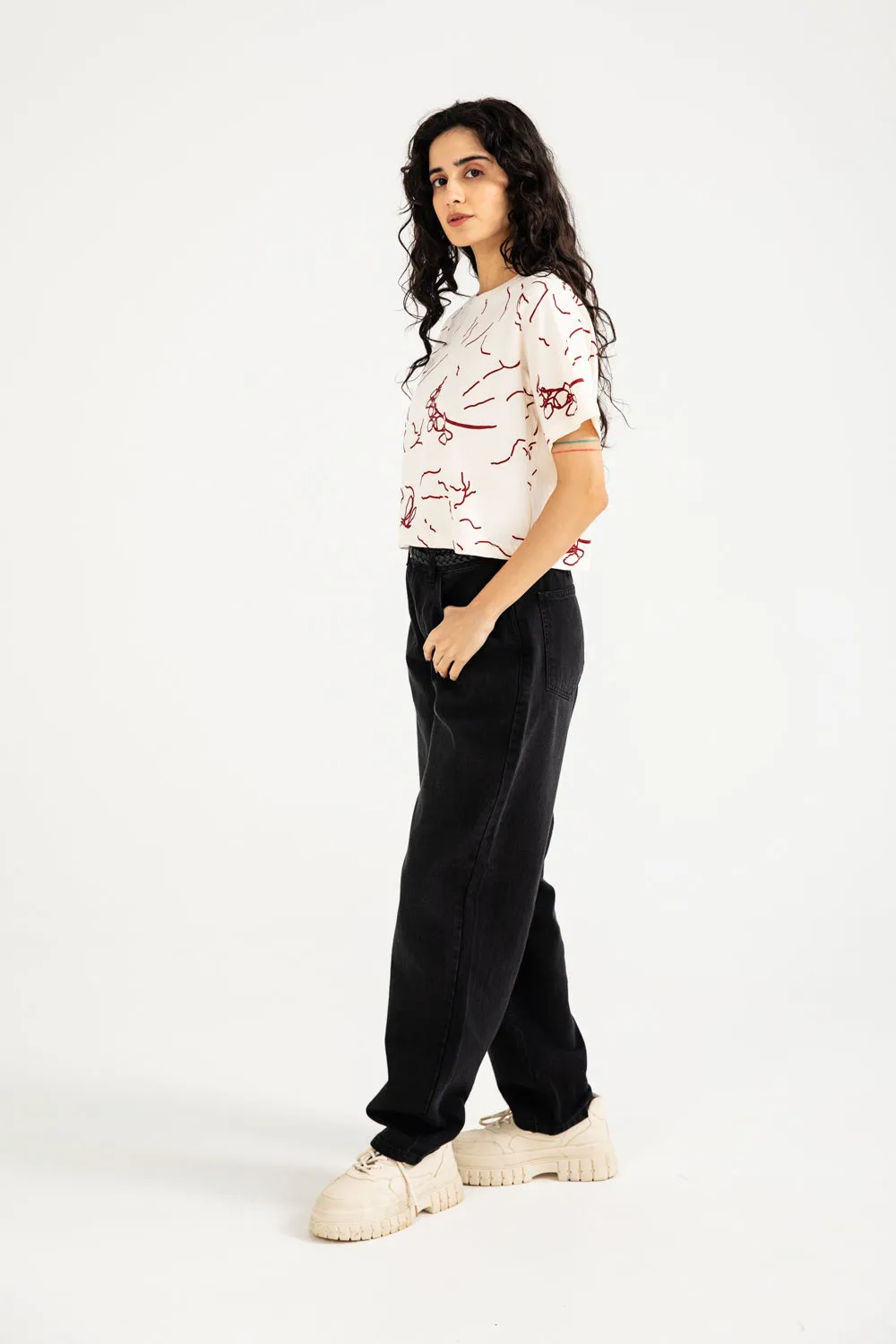 PRINTED CROPPED TEE Ocean Fit QuickDryTechnology