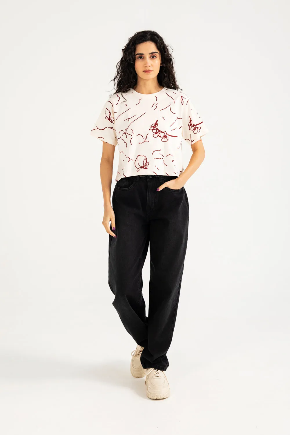 Warm Gloves PRINTED CROPPED TEE