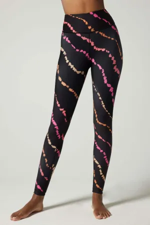 Motion Fabric Perfect Design Wear Wear It To Heart Aria Reversible Legging - Diagonal Tie Dye Black Multi