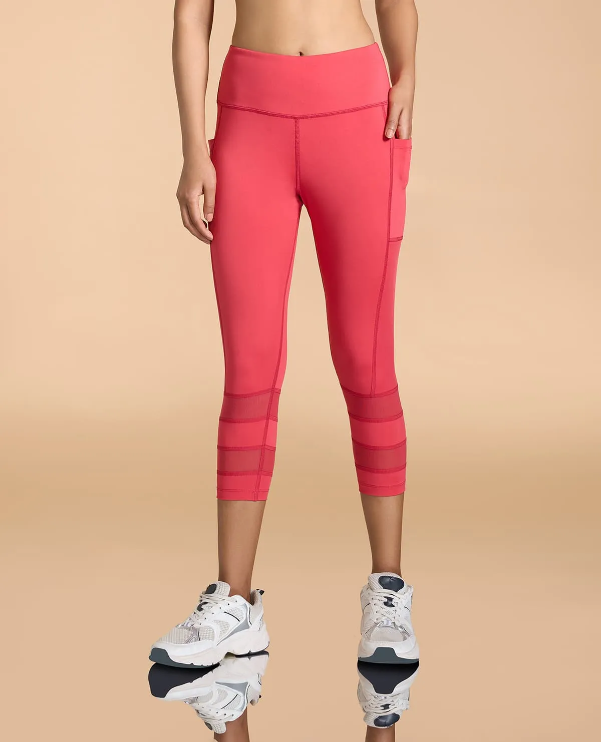 Postpartum Fit Gym Workout Smooth Feel Active Mesh 7/8th Sports Leggings