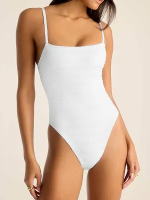 Jenna One Piece - White Seersucker Stripe Water Outfit