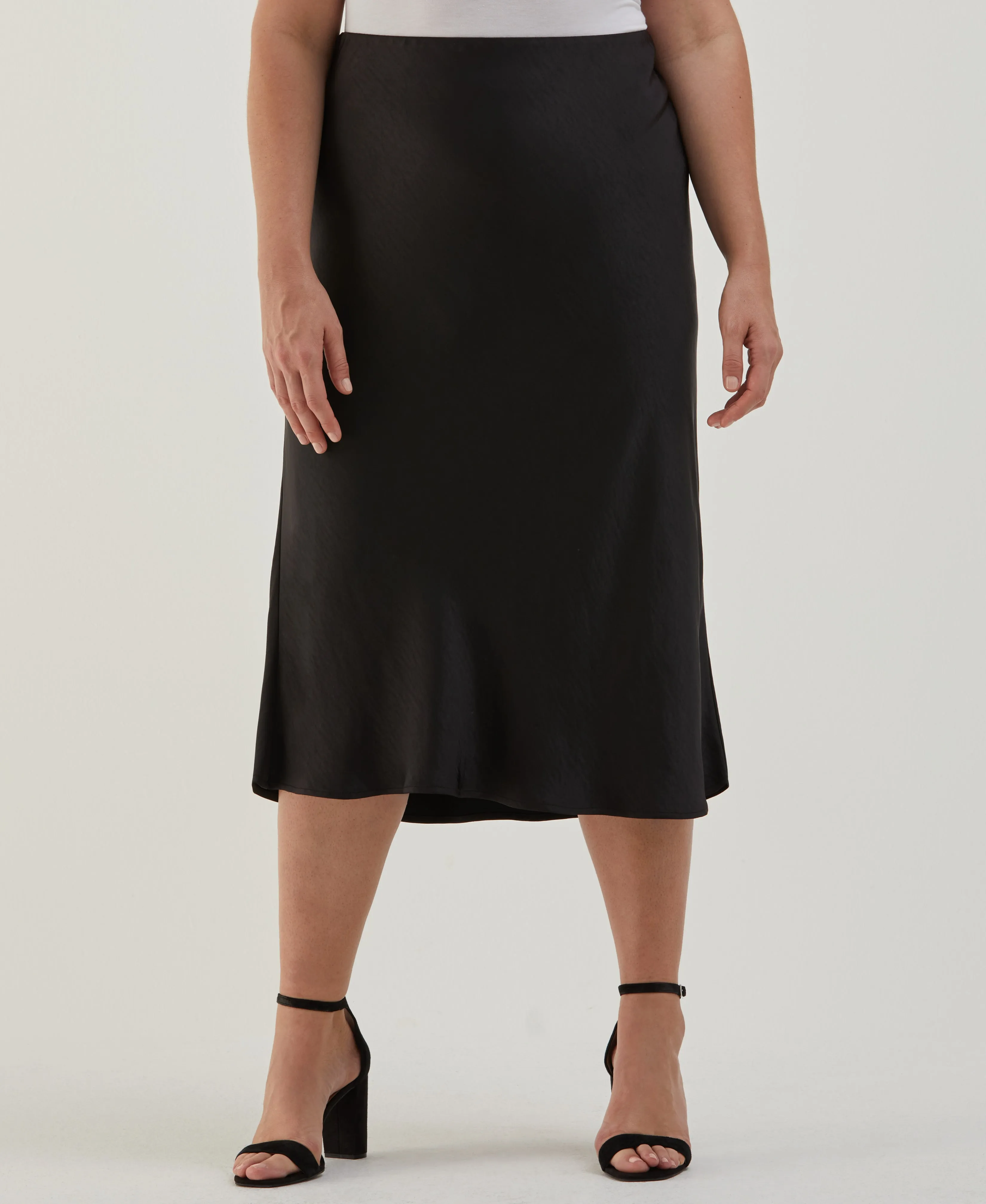 Slip Resistant Waistband Tear Resistant Plus Size Shine Midi Bias Skirt