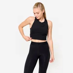 Camiseta Sin Mangas Fitness Mujer Corte Crop-Top Ajustado Lightweight Jacket