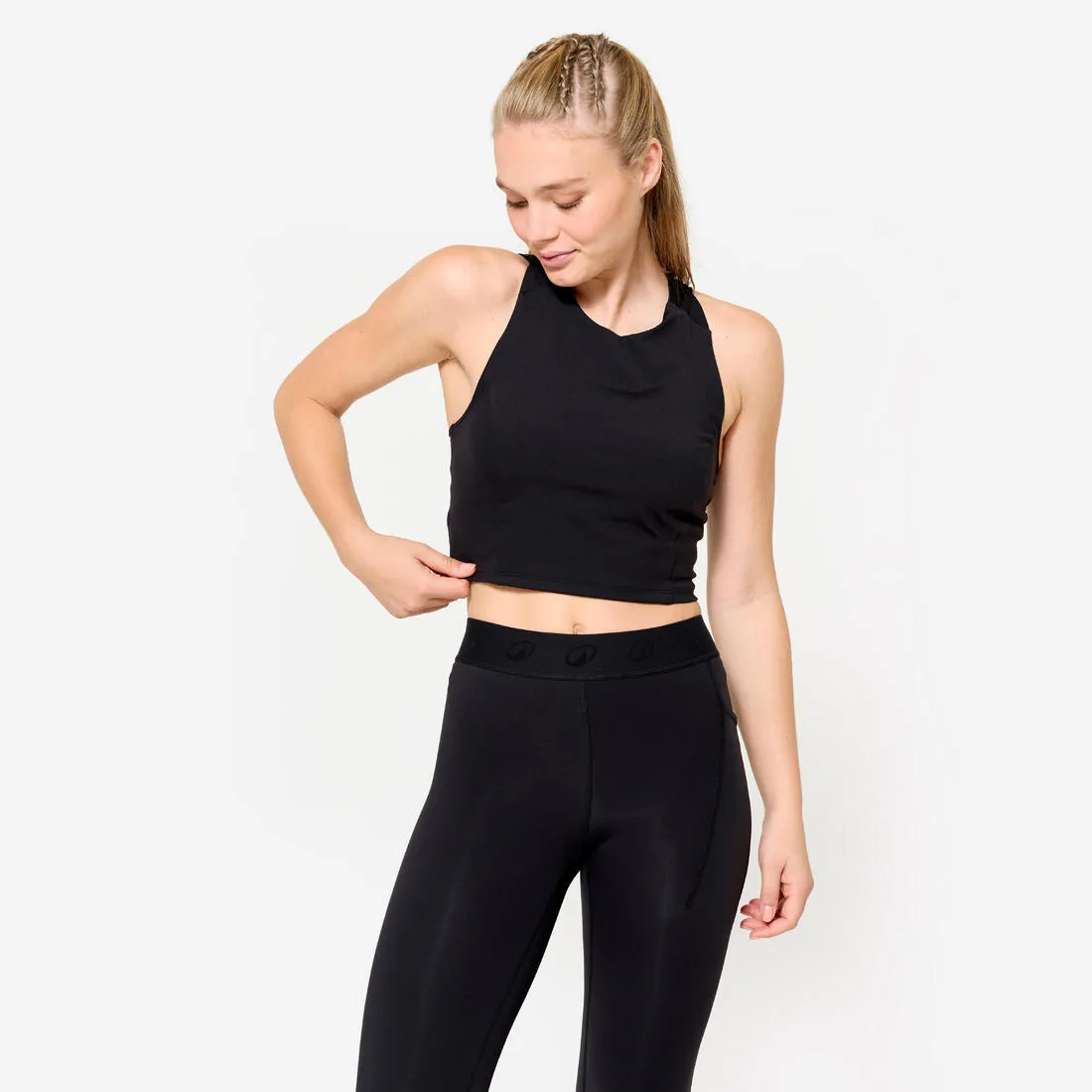 Camiseta Sin Mangas Fitness Mujer Corte Crop-Top Ajustado QuickPackable Design Low Care