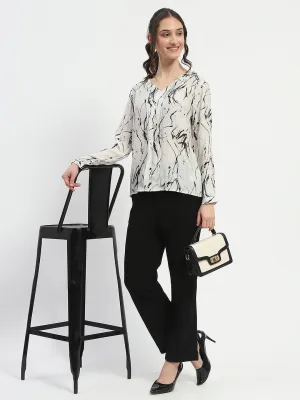 Madame Rayon Blend Abstract Print Off White Top SoftTouch Texture