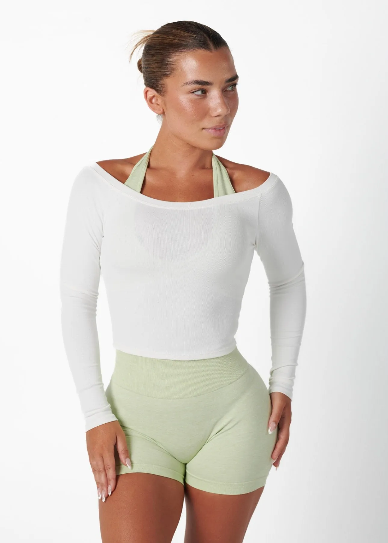 RIBBED OFF SHOULDER LONG SLEEVE - WHITE Still Soul Simple Fashion