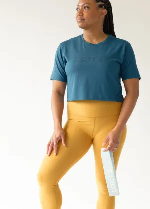 Shine Mood Stay In Oversized Cropped Tee - Dusk Blue