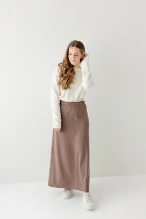 Soft Touch Casual Feel 'Caroline' Long Knit Denim Skirt Weekend Essential