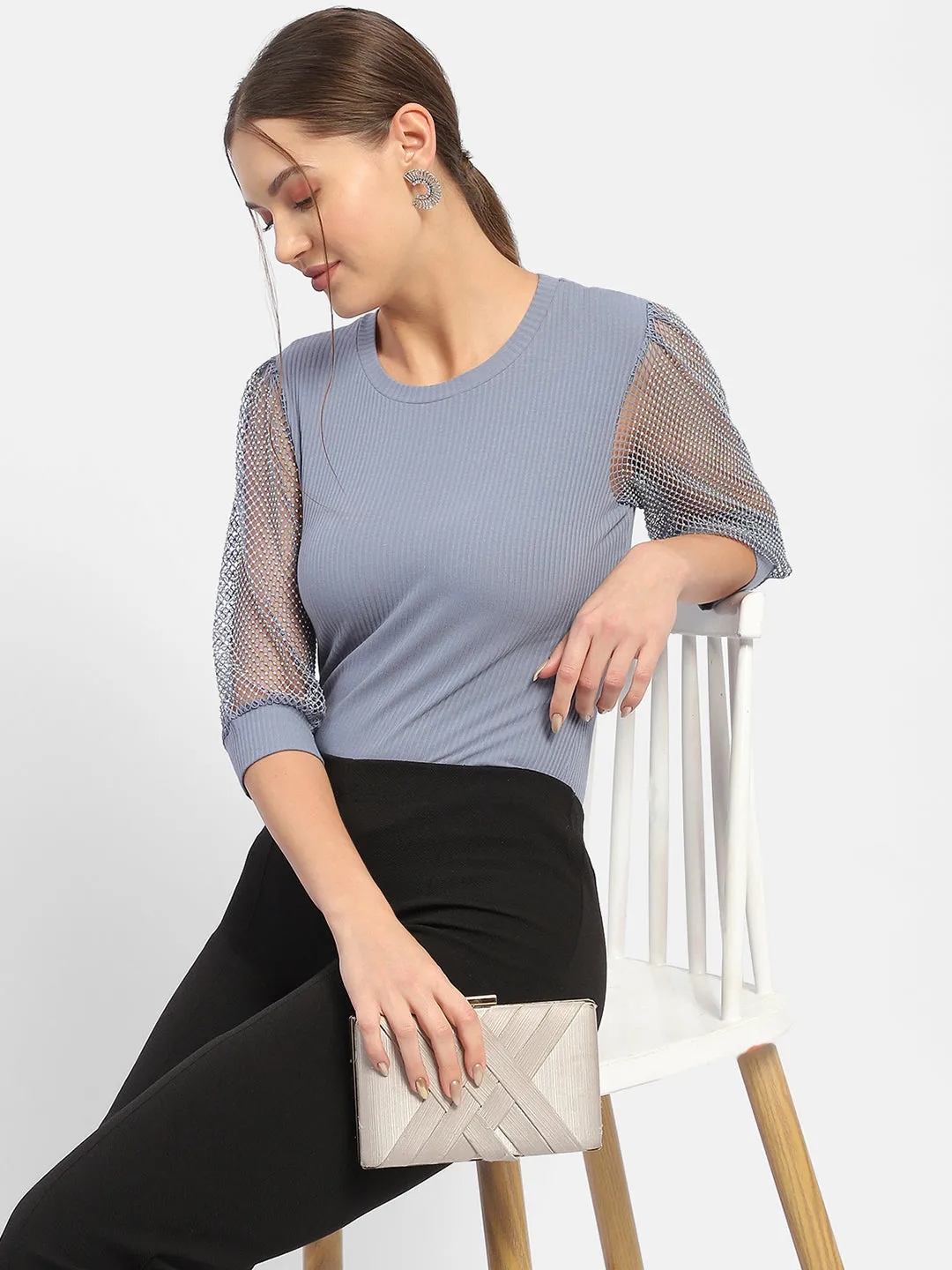 SustainableProduction ConvertibleStyle Madame Knit Sleeve Grey Regular Top