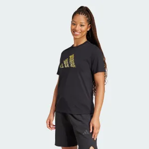 Casual Touch Fun and Playful Adidas Women's Tech Metallic Graphic Black/Gold Tee