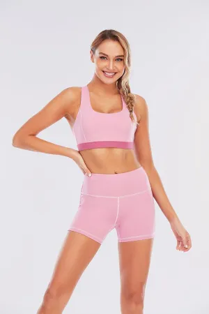 Ribbed waistband seams Pink Bra Top