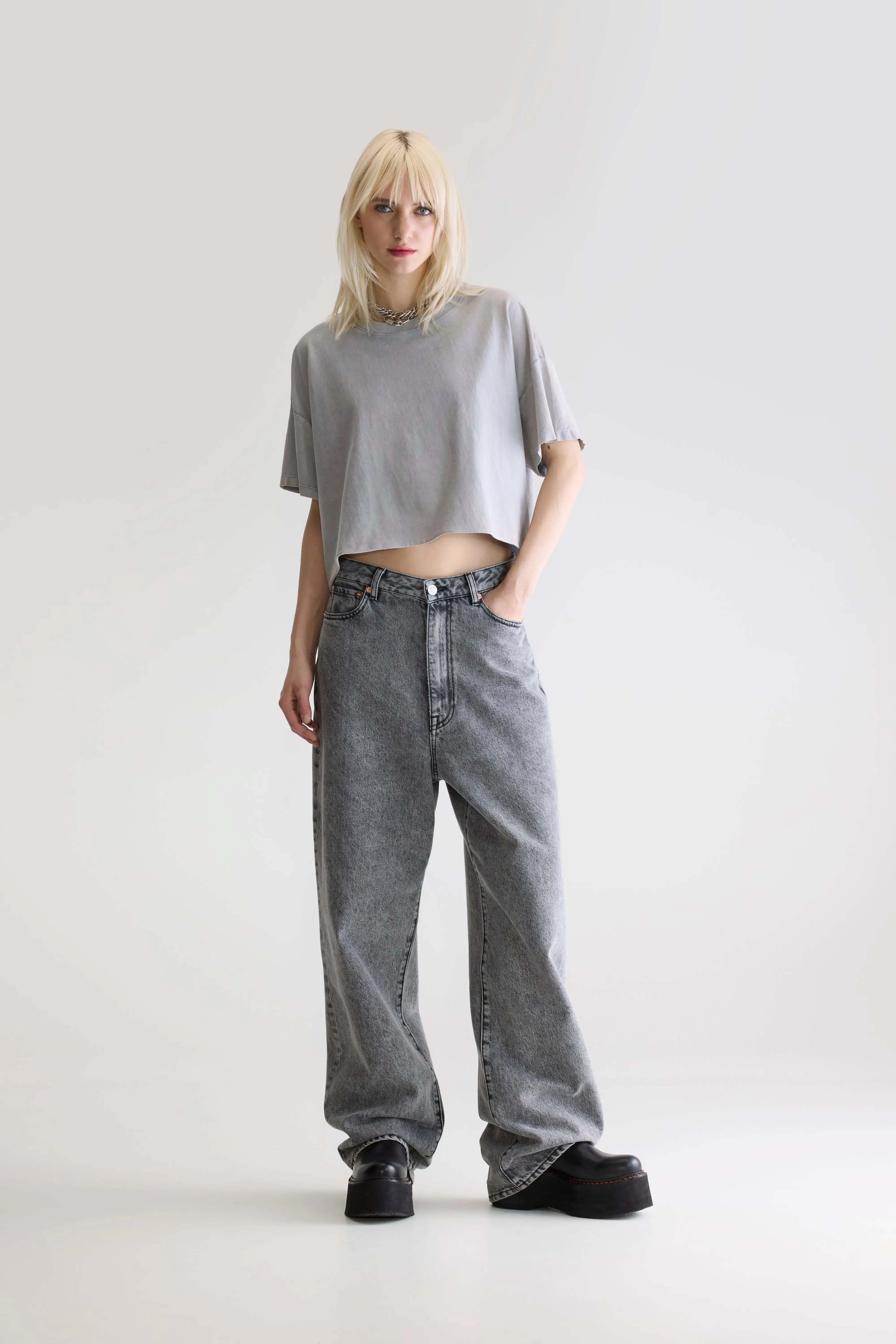 UV Protection Fabric Comfortable All Day Wear Farpy cropped t-shirt (252 / W / GLOOMY)