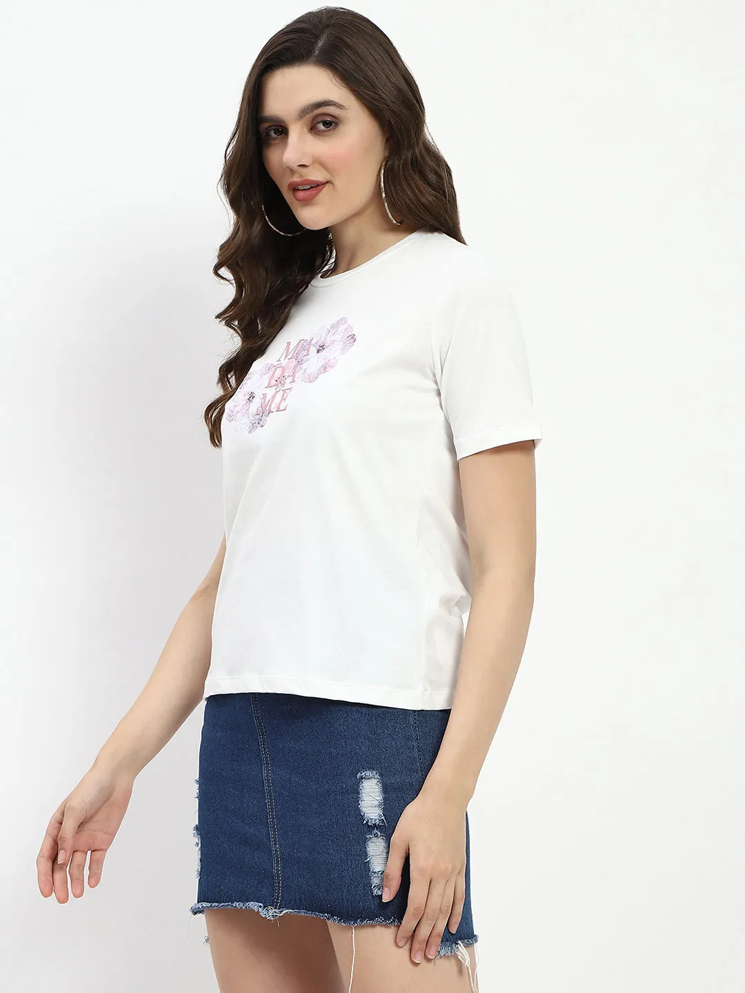 OdorResistant Fabric Madame Graphic Print White Cotton T-Shirt