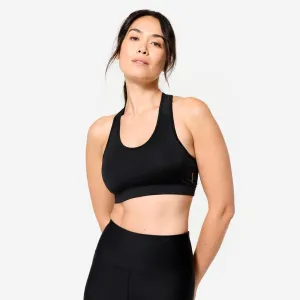 Bonded seams Orange sports apparel Sujetador-Top Mujer Negro Espalda Nataci??n Sujeci??n Ligera