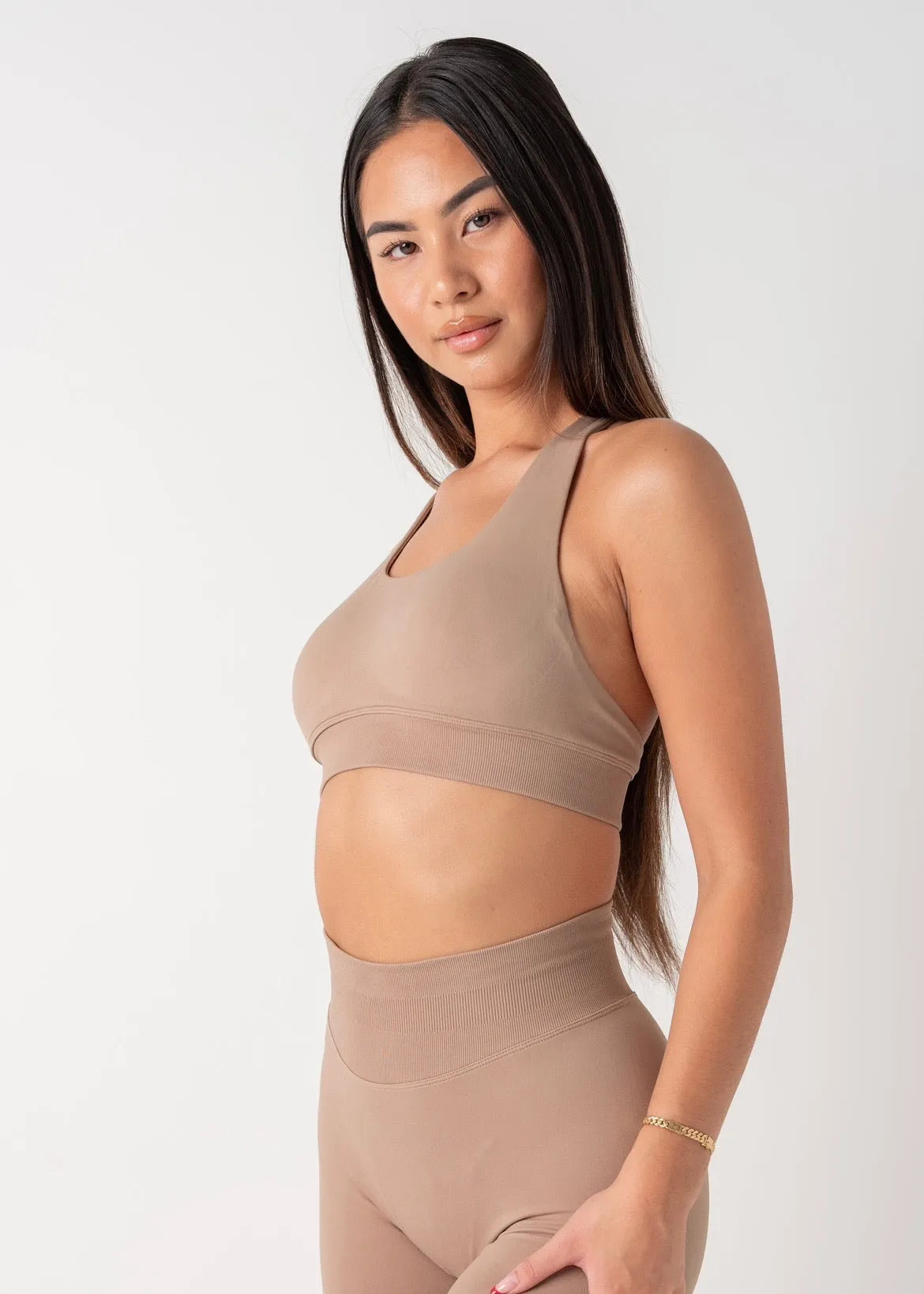 Petite size seams Purple CURVE HALTER BRA - CHESTNUT