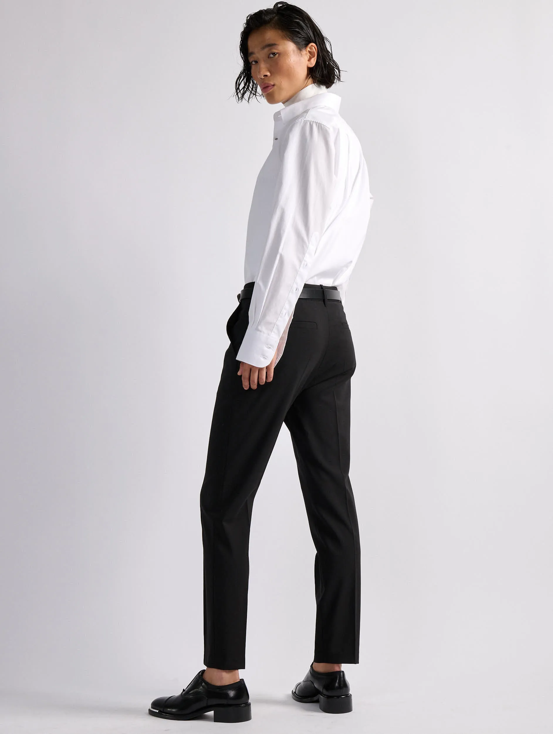 Sporty Cut Slim Design Black wool Roxy trousers
