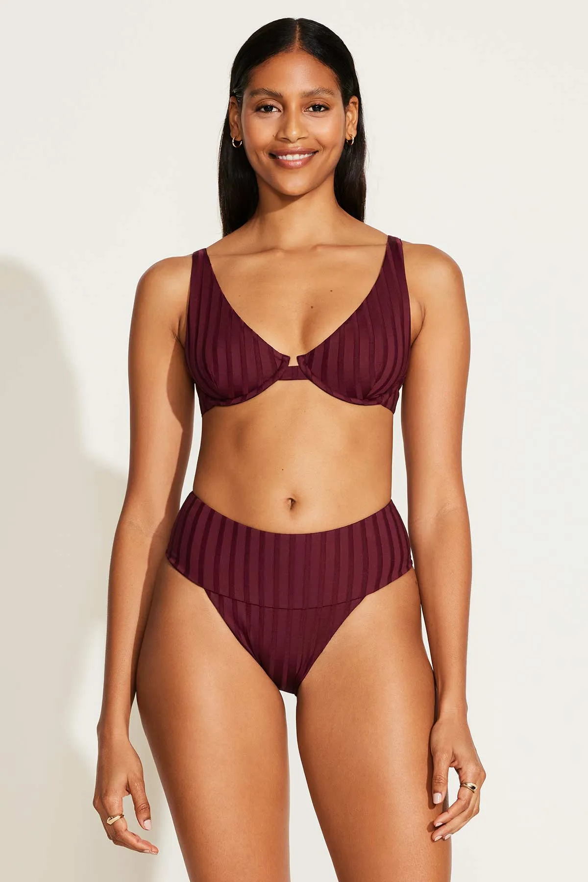 Emmi High Waist Bottom - Sangria SuperRib Hypoallergenic Lining
