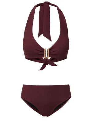 Melissa Top   Classic Midrise Bottom in Auburn Texture Adjustable Side Ties