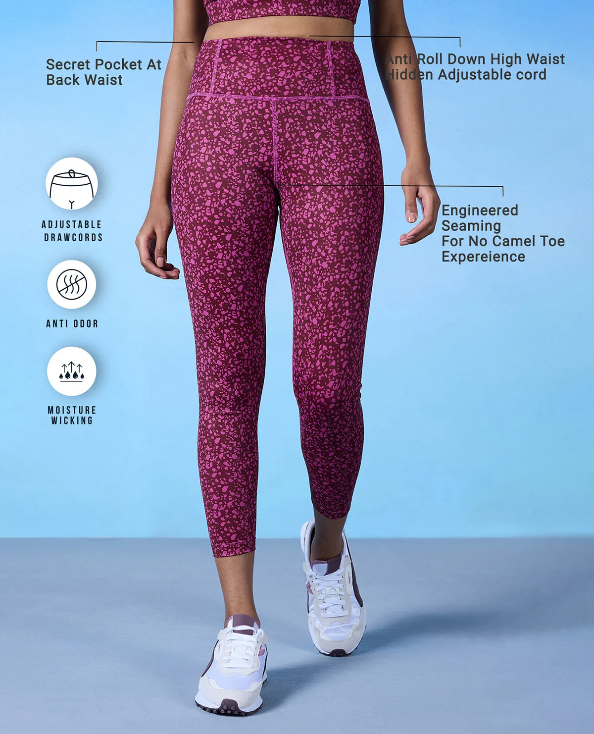 Cozy Core Nykd All Day High rise Trendsetter Printed Legging- NYK121-Scatter Tawny Print
