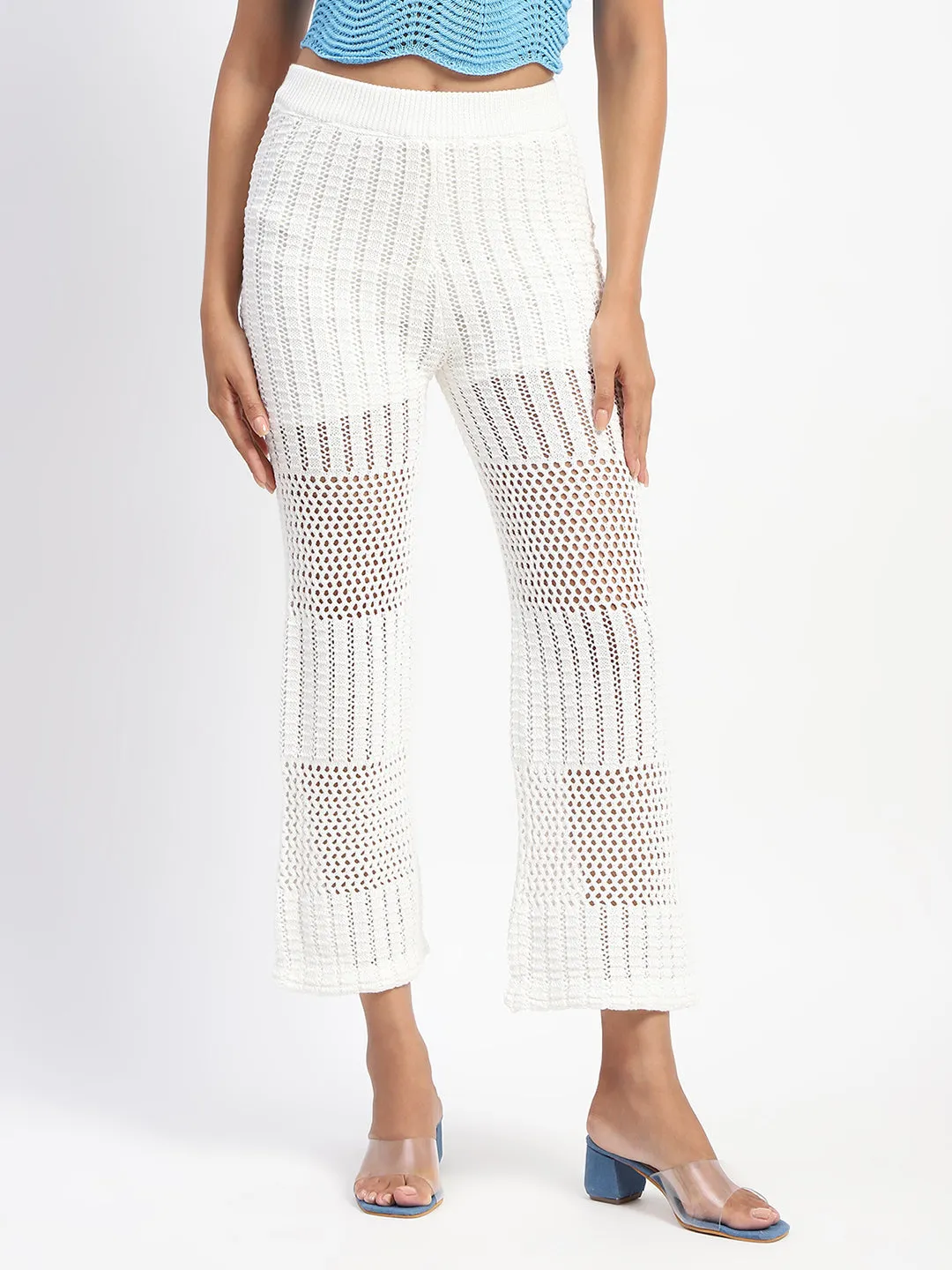 Madame Off-White Cotton Crochet Trouser Effortless Layer