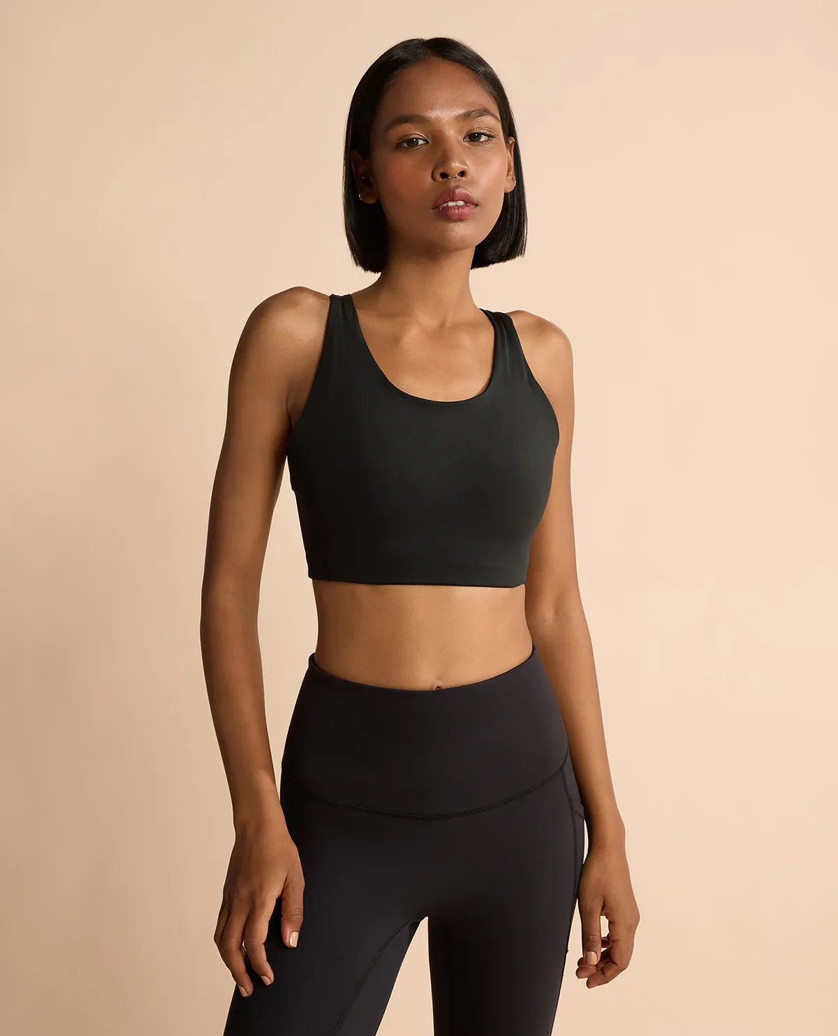 Luxe Limitless High-Impact Full Coverage Sports Bra Black Elastic
