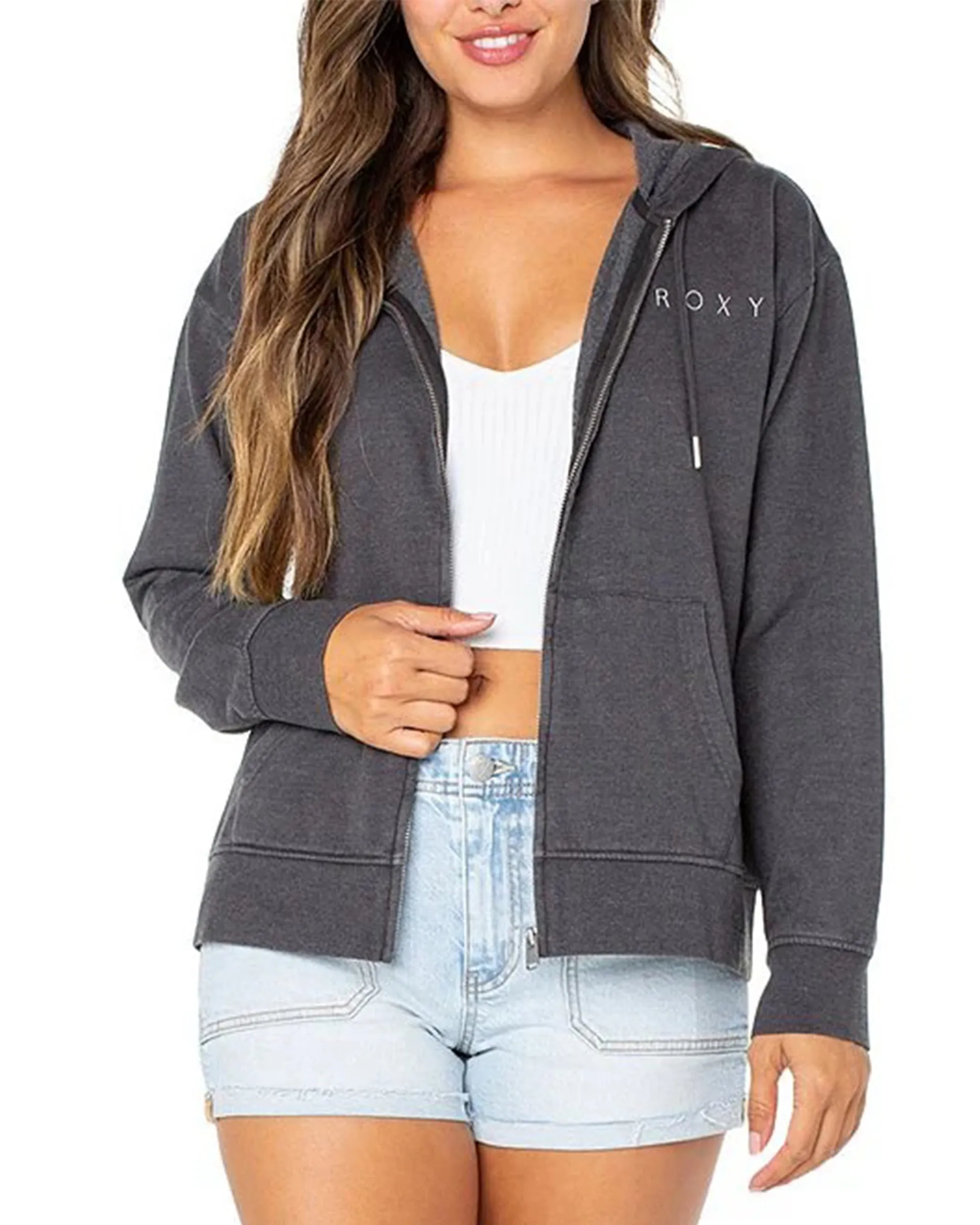 Neutral Tone Hoodie Fashion Sweet Rhythm Zip Up Hoodie (Past Season)