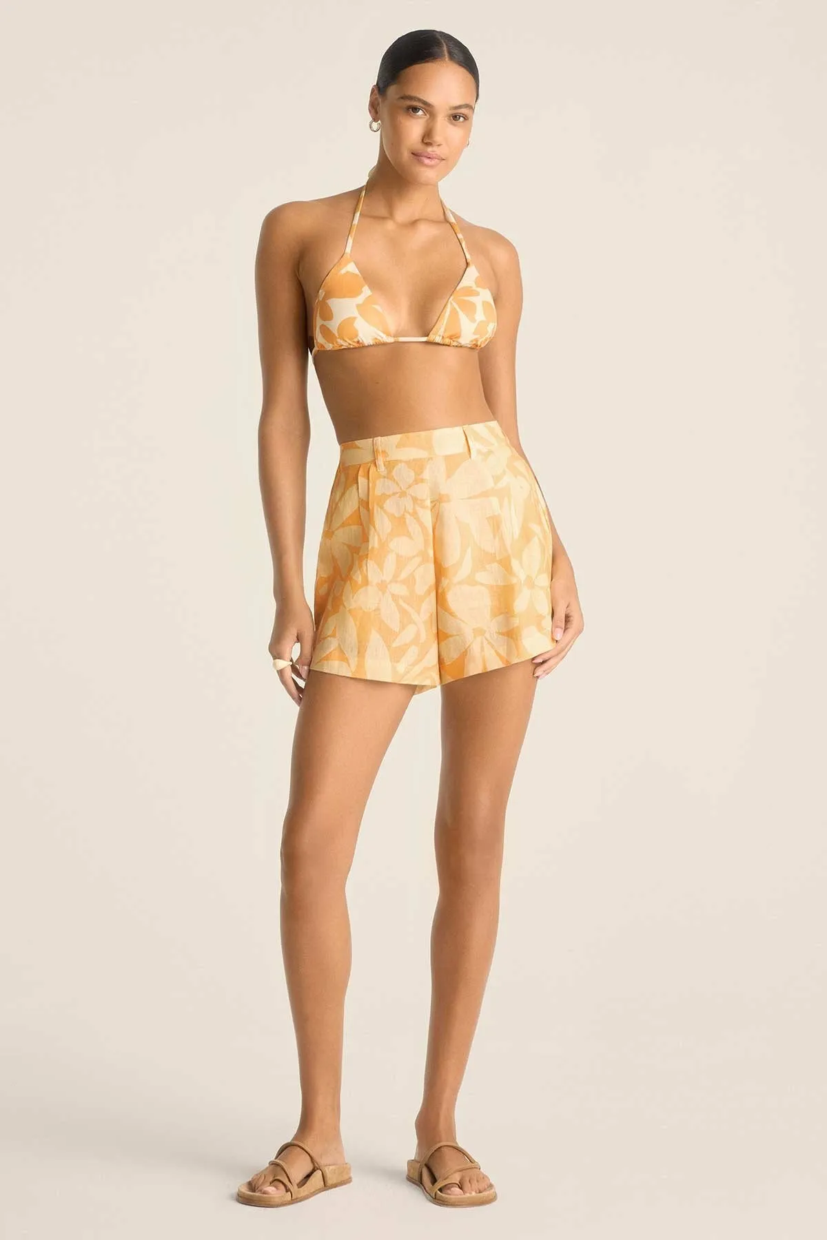 Eco Conscious Packaging Foldable style The Getaway Short - Citrus Flower EcoLinen