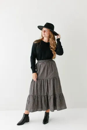 Ombre effect 'Bronte' Tiered Gingham Cotton Midi Skirt Simple looks