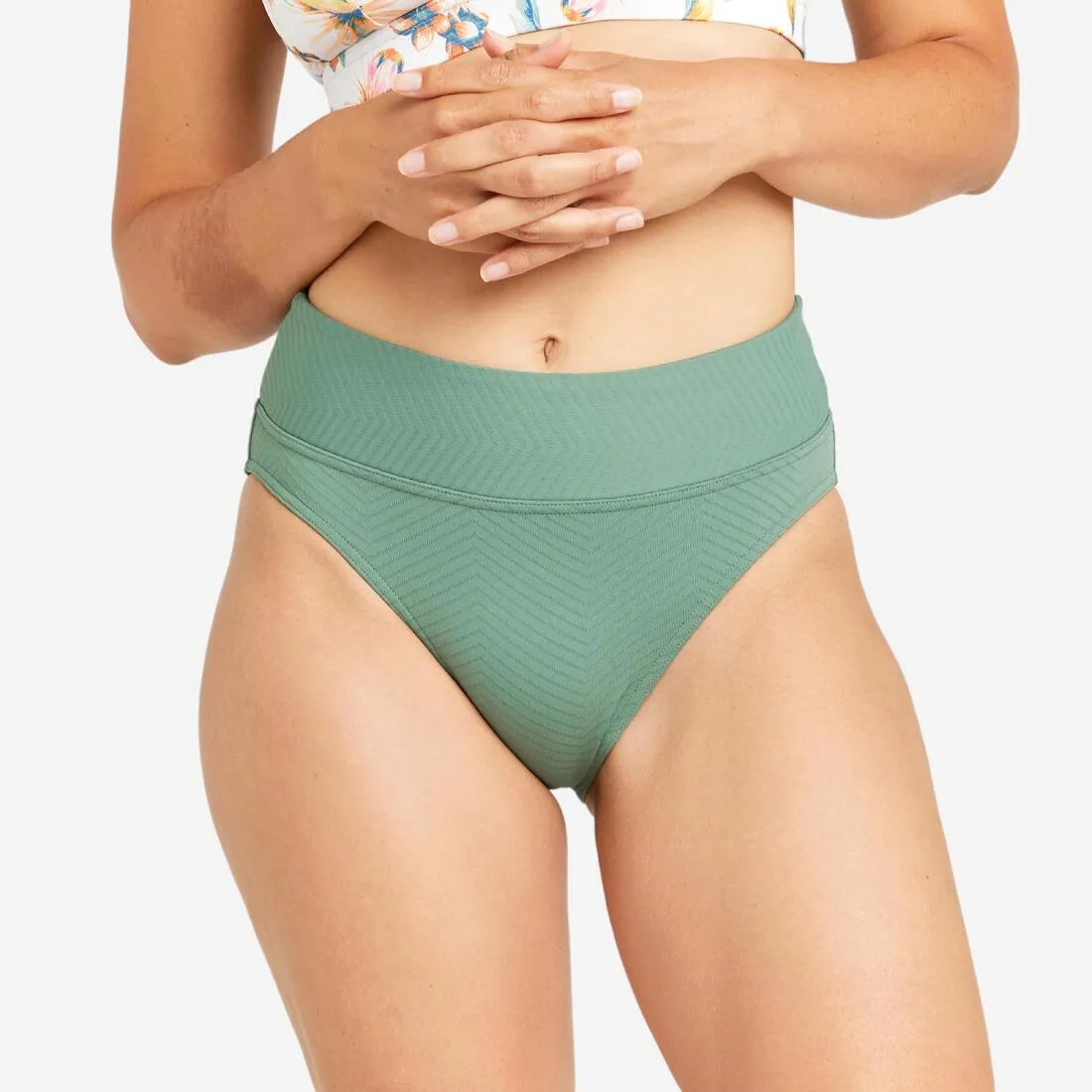 Braguita bikini mujer talle alto texturizada Caqui Sand Free Design Water Resistant Fabric