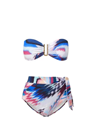 Cindy Top   Side Tie High Waist Bottom in Mosaic Moisture Wicking Fibers