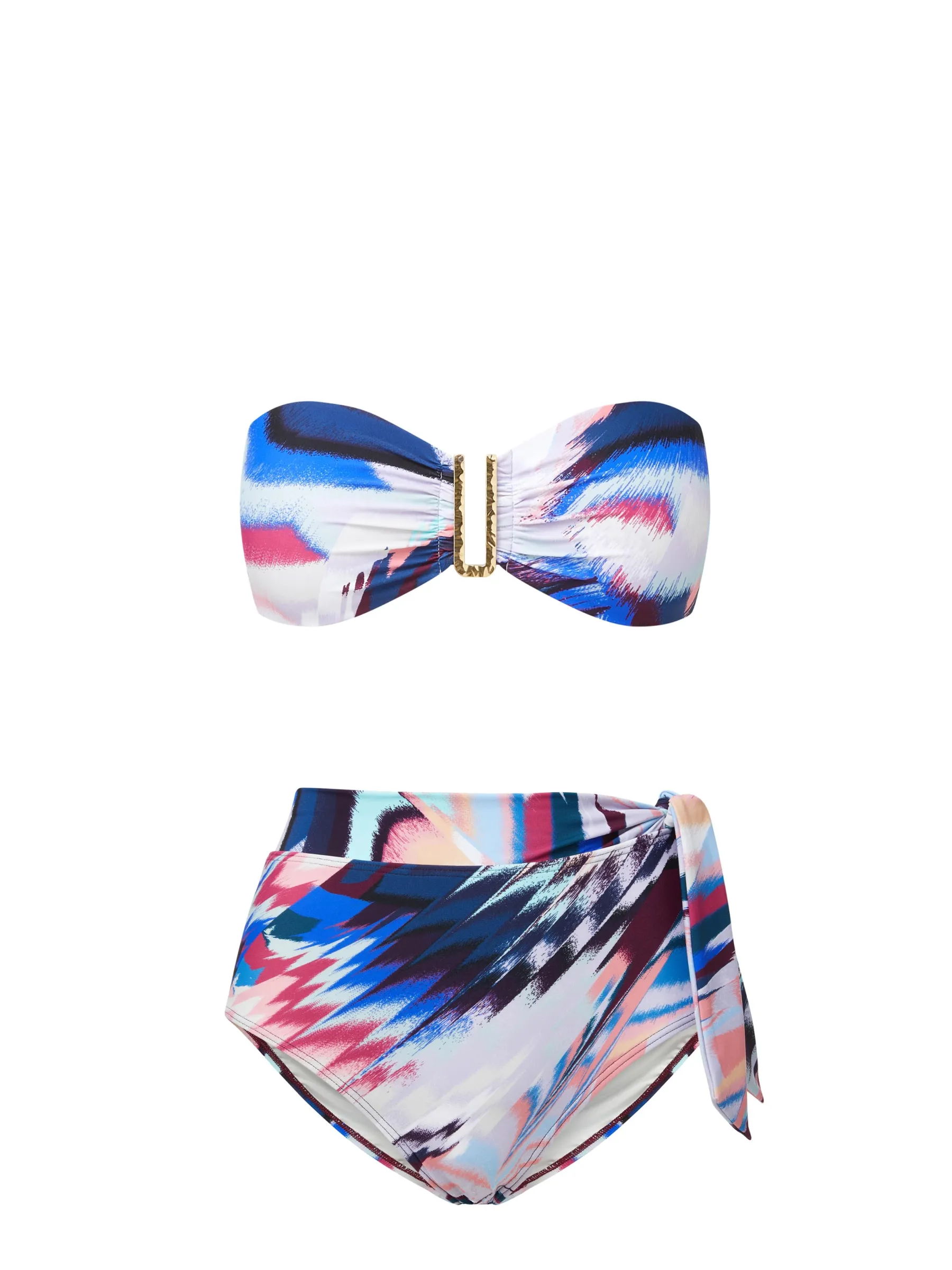 Cindy Top   Side Tie High Waist Bottom in Mosaic Moisture Wicking Fibers