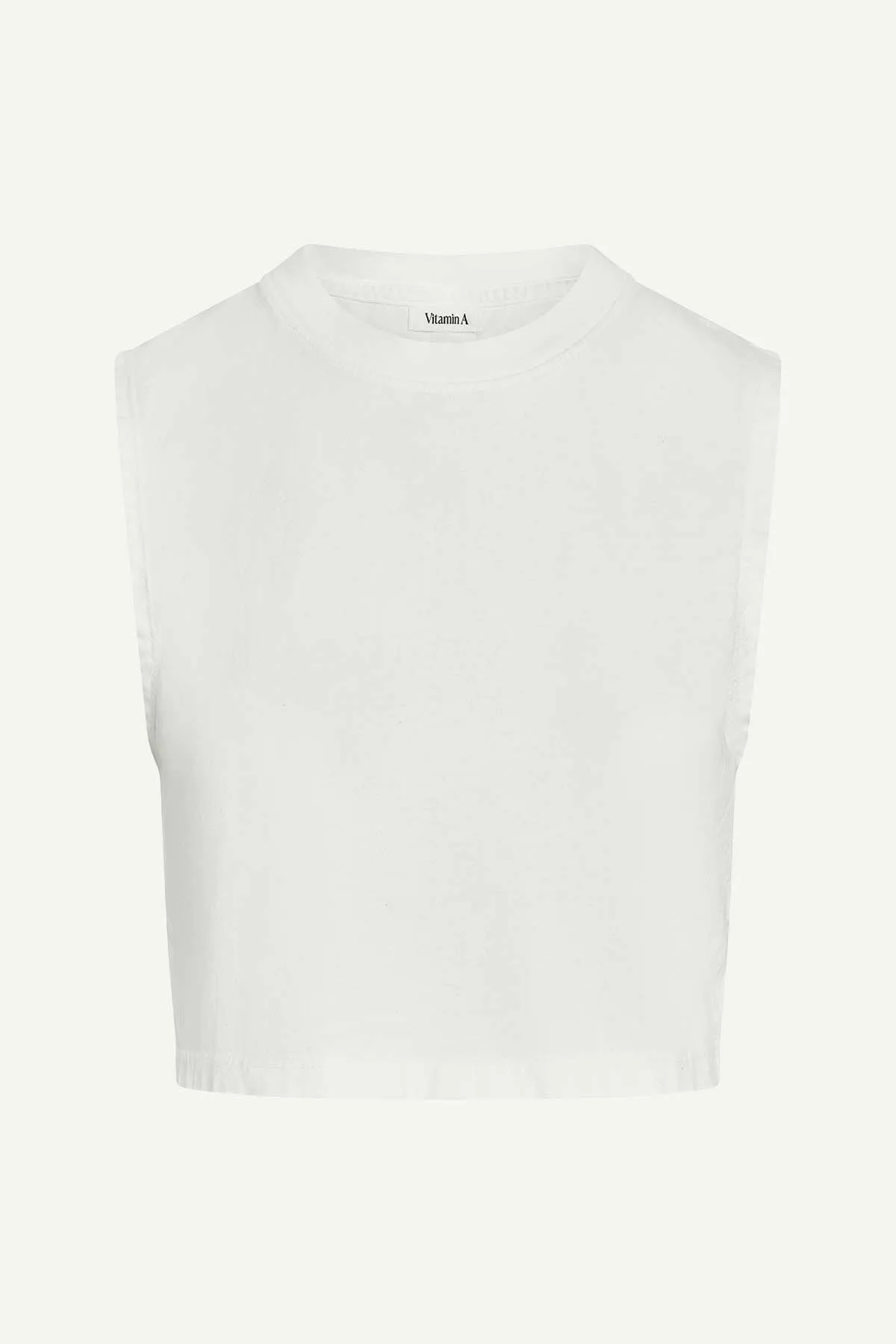Enhanced Ventilation Coast Crop Muscle Tank - White Cotton Jersey