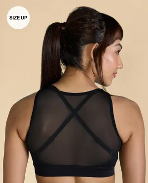 High Impact & Full Coverage Mesh Sports Bra Hip support Round neck seams