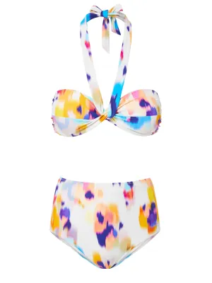 Ergonomic Contour Design Comfortable Elastic Band Loryn Top   Classic High Waist in Floral Ikat