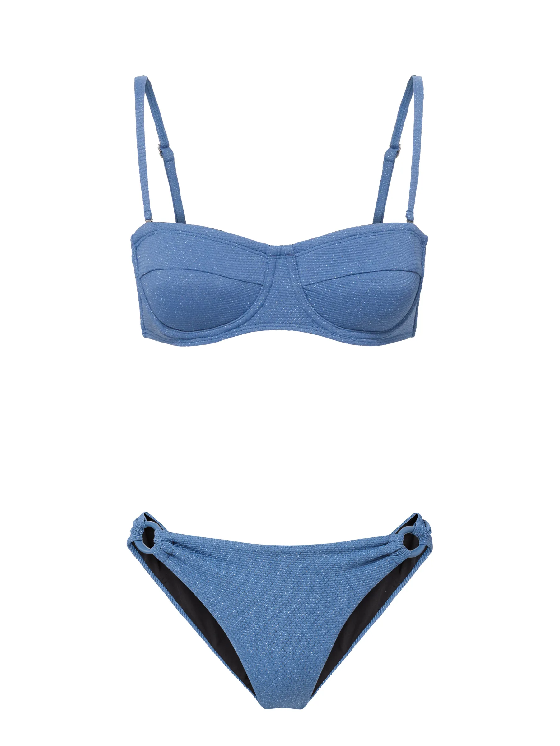 Bonded Seam Technology Nellie Top   Ring Trim Bottom in Steel Blue Metallic