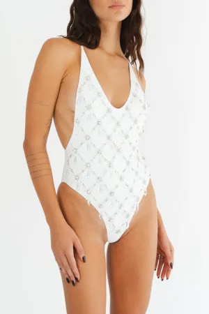 Sustainable Production Process Quick Release Clasp Calliope V Scoop One Piece Swimsuit White