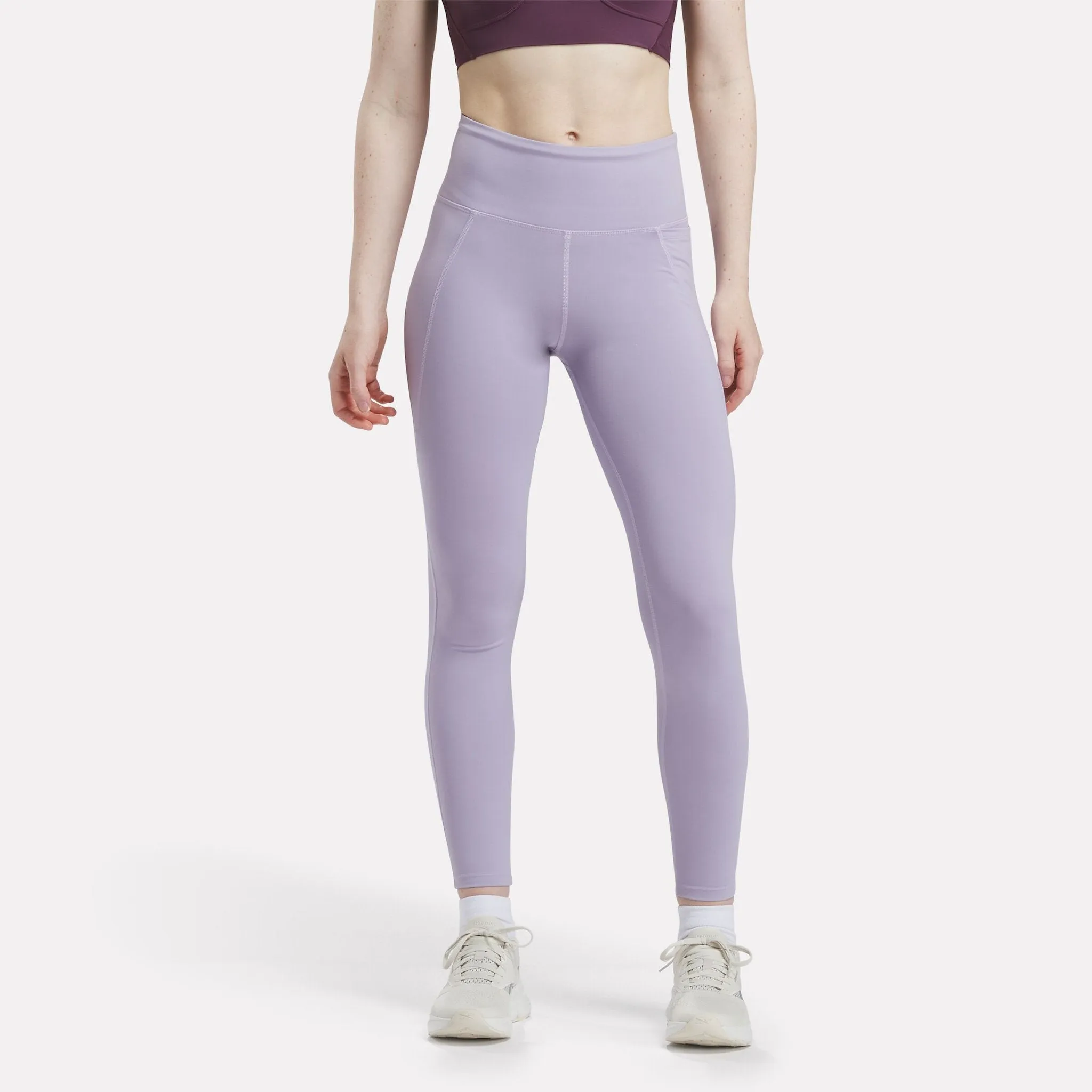 Reebok Women's Lux High Rise Purple Tight Leggings MoistureManagementSystem